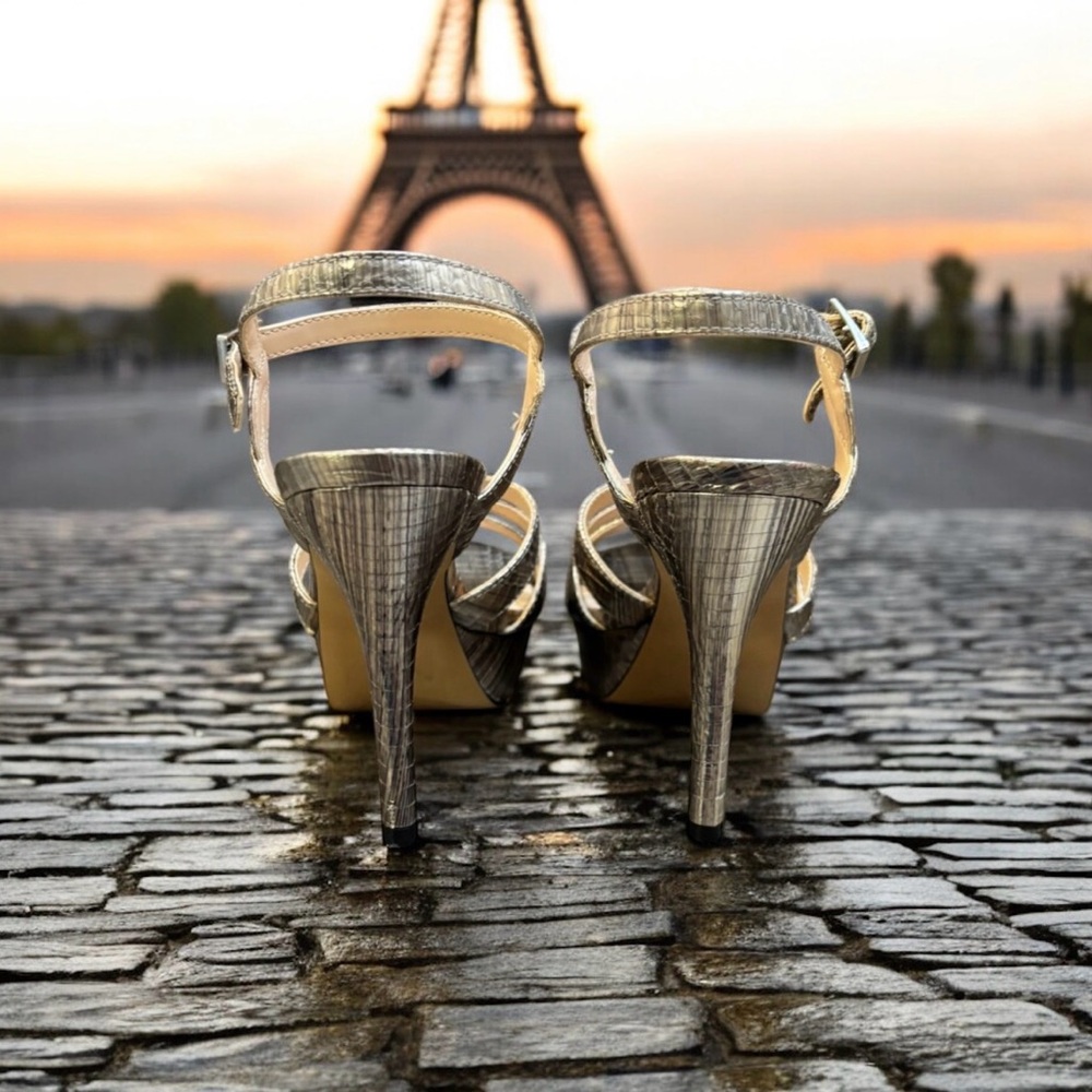 Vince Camuto Shimmering Gold Strappy Heels - Picture 9 of 16